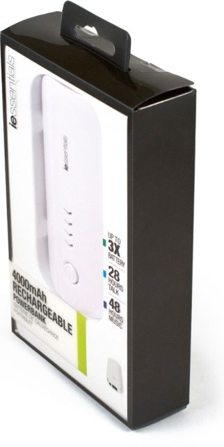 4,000 mha Power Bank - White