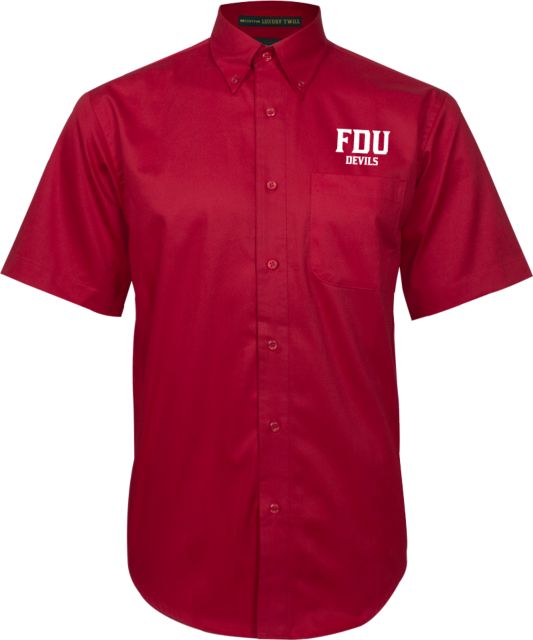 FDU Devils Twill Button Down Short Sleeve FDU Devils Stacked - ONLINE ONLY