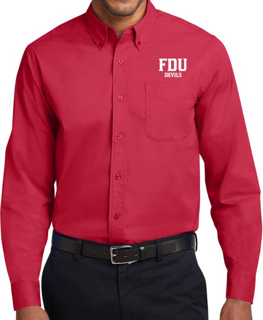 FDU Devils Twill Button Down Long Sleeve FDU Devils Stacked - ONLINE ONLY